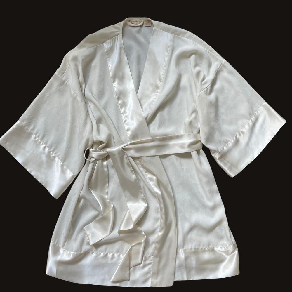 Victoria’s Secret Vintage Ivory Satin Robe | Kimono Style, Bridal, Gold Label OS